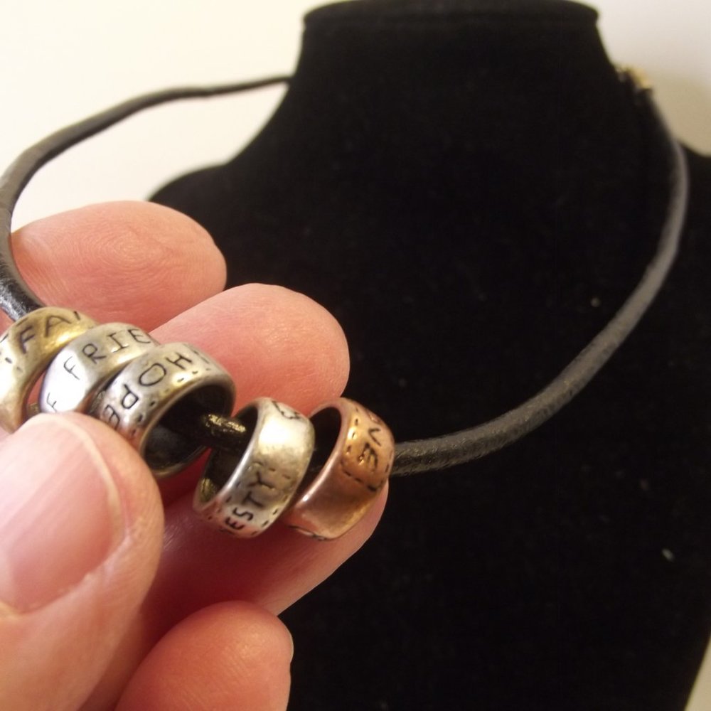 Premier Designs Necklace  Round Inspirational Charms in Different Metal Tones